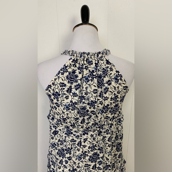 HOUSE OF HARLOW 1960 Blue White Cotton Tiered Sleeveless Maxi Dress Size XS Boho - Picture 9 of 15